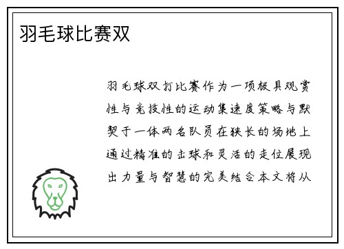 羽毛球比赛双
