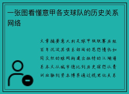 一张图看懂意甲各支球队的历史关系网络
